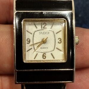 Studio Black and Gold Square Watch With New Battery